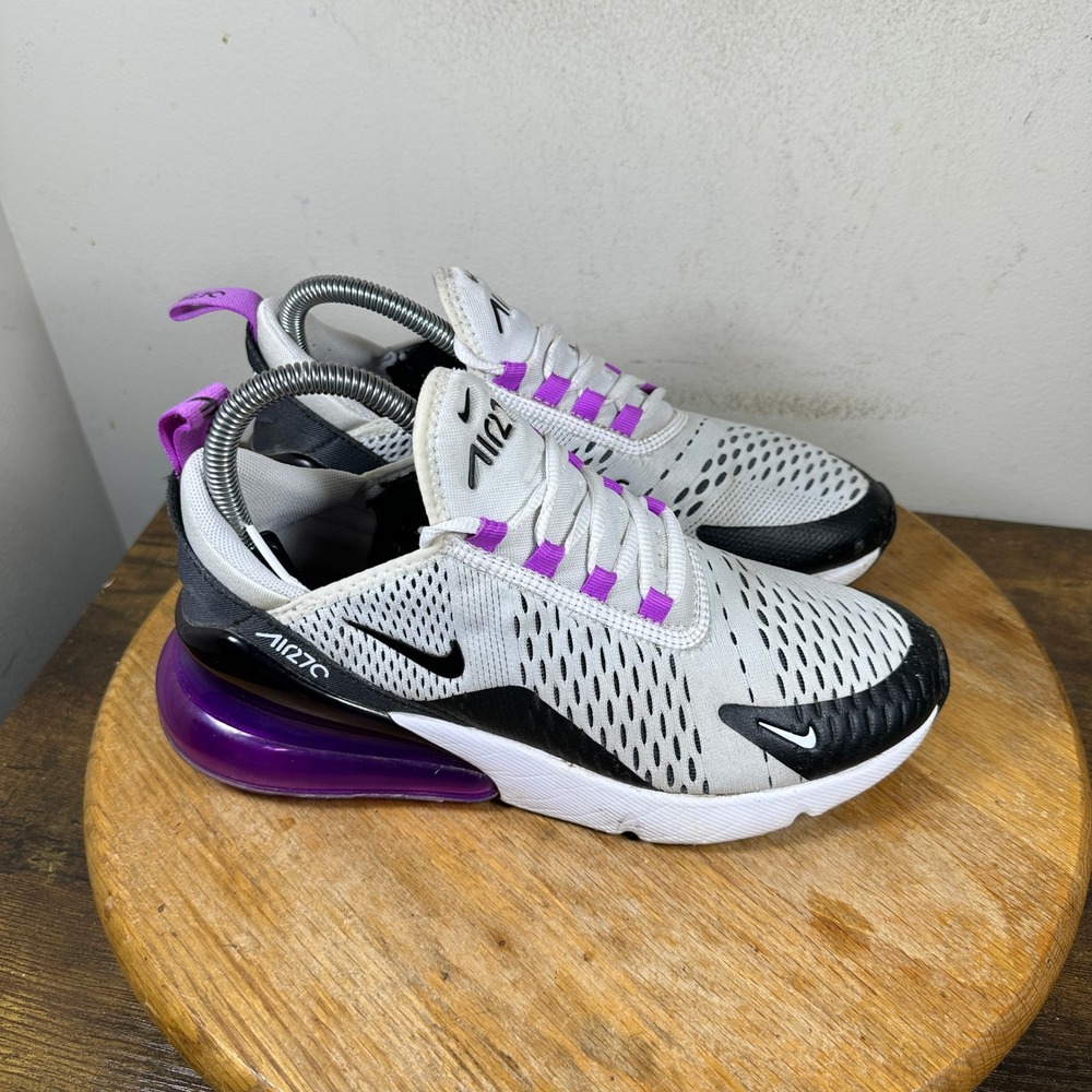 Nike Air Max 270 Womens White Black Purple AH6789-113 Sneakers Size 8